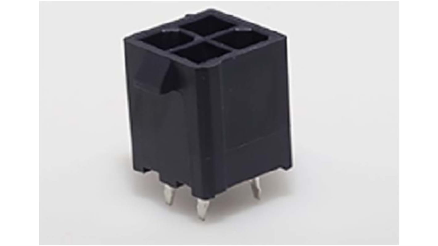 Conector macho para PCB Molex serie Mini-Fit Jr. de 4 vías, 2 filas, paso 4.2mm, Montaje en orificio pasante