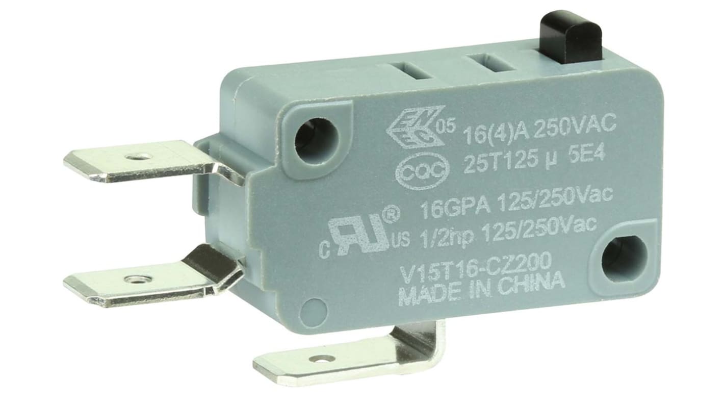 Mikrospínač SP-CO, typ ovladače: Kolíkový plunžr 16 A