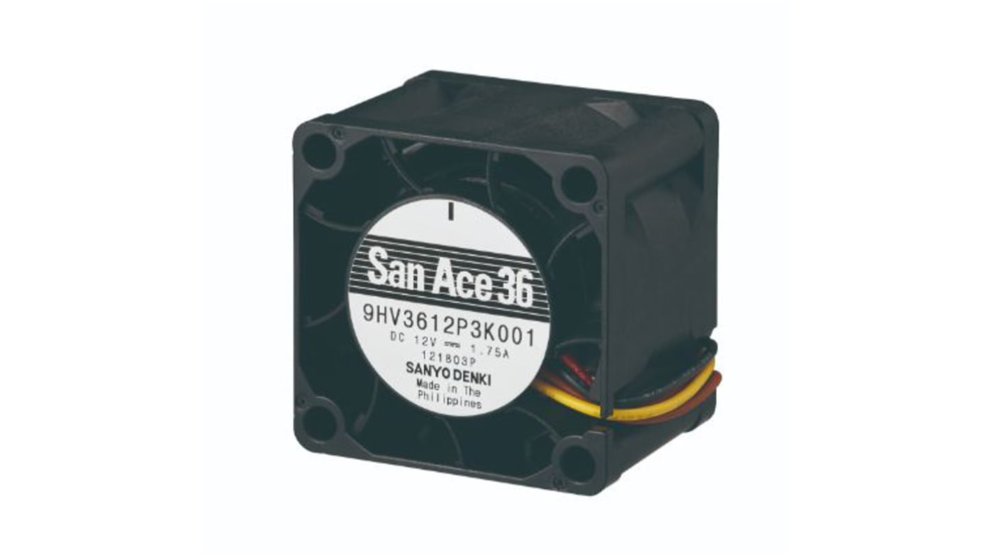 Sanyo Denki San Ace 9HV Series Axial Fan, 12 V dc, DC Operation, 25.4cfm, 21W, 1.75A Max, 36 x 36 x 28mm