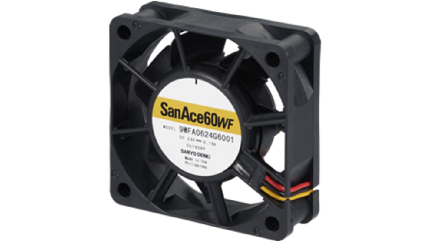 Sanyo Denki Axial Fan, 24 V dc, DC Operation, 27.9cfm, 3.8W, 160mA Max, IP68, 60 x 60 x 20mm