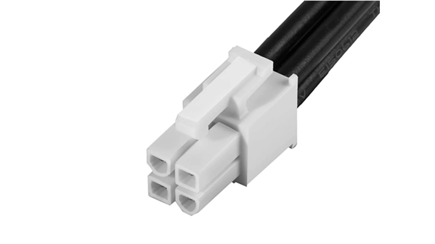 Conjunto de cables Molex Mini-Fit Jr. 215327, long. 300mm, Con A: Macho, 4 vías, Con B: Macho, 4 vías, paso 4.2mm