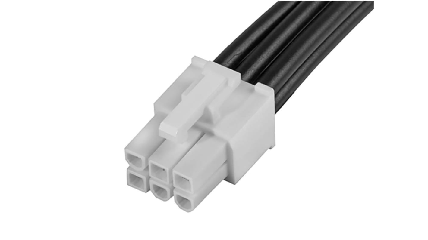 Conjunto de cables Molex Mini-Fit Jr. 215327, long. 150mm, Con A: Macho, 6 vías, Con B: Macho, 6 vías, paso 4.2mm