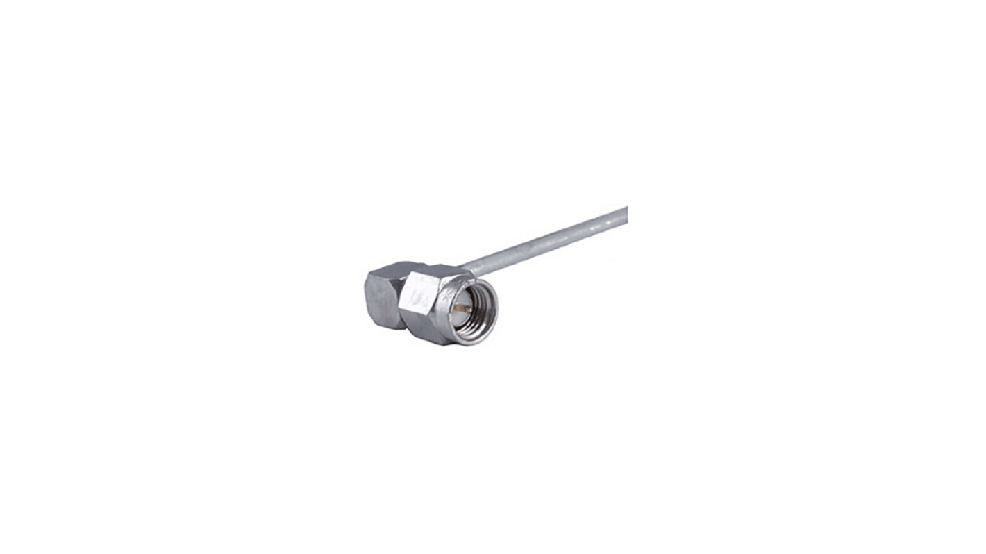 Connecteur SMA Huber+Suhner Mâle à angle droit, raccordement A souder 50Ω Montage sur câble