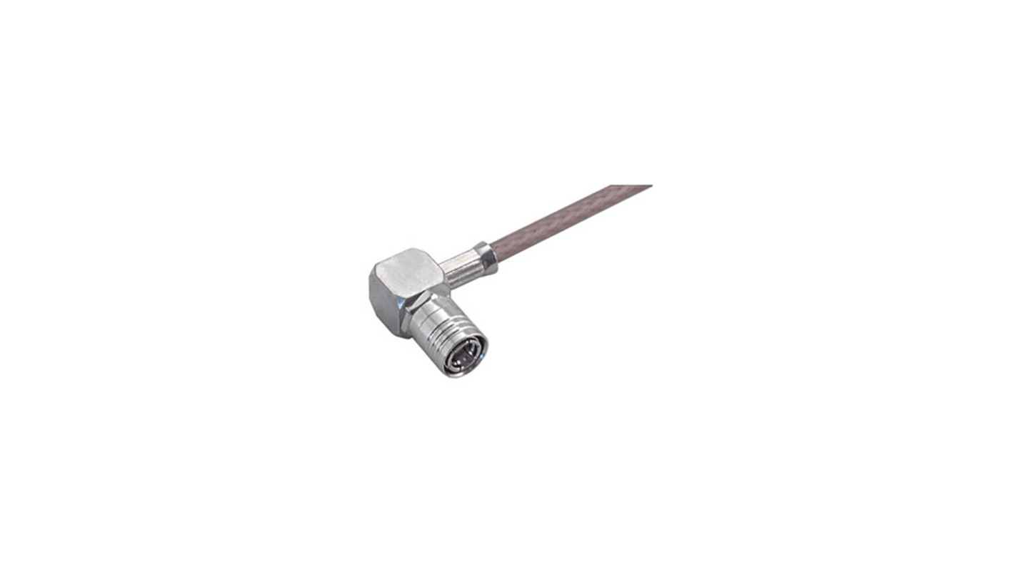 Huber+Suhner 16_SMB-50-1-40/111_NE Series, Plug Cable Mount SMB Connector, 50Ω, Crimp Termination, Right Angle Body