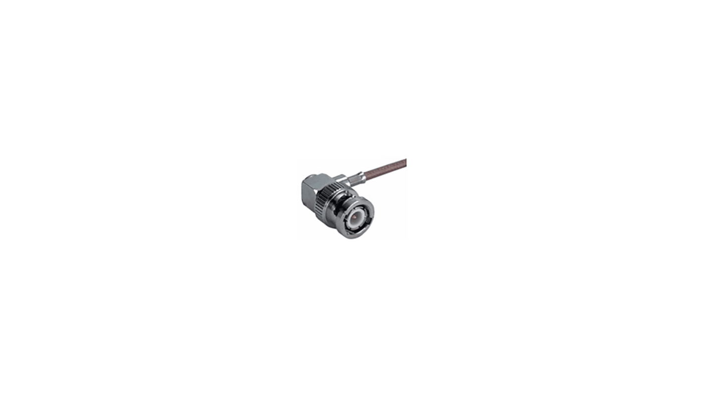 Conector coaxial Huber+Suhner 16_BNC-50-2-5/133_NE, Macho, Ángulo de 90° , Impedancia 50Ω, Montaje de Cable,