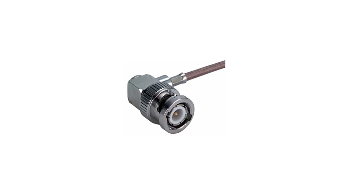 Conector coaxial Huber+Suhner 16_BNC-75-2-3/133_NE, Macho, Ángulo de 90° , Impedancia 75Ω, Montaje de Cable,