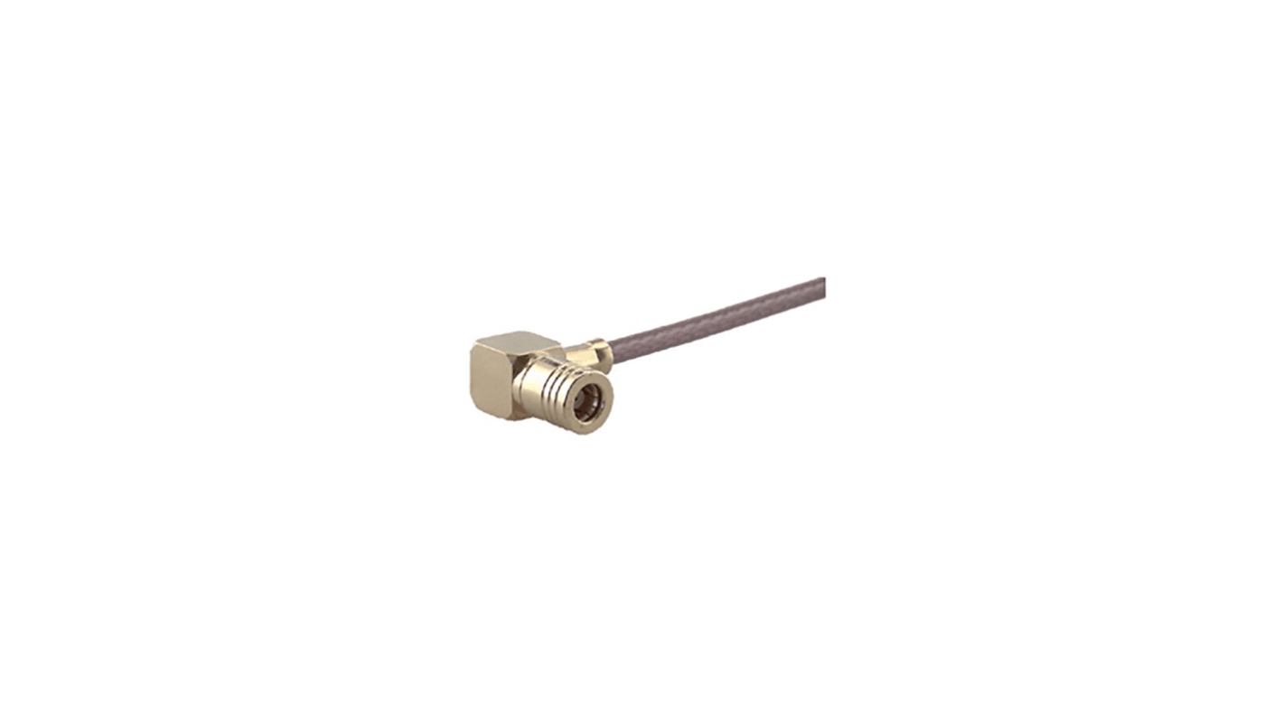 Huber+Suhner 16_SMB-50-2-51/111_NE Series, Plug Cable Mount SMB Connector, 50Ω, Crimp Termination, Right Angle Body