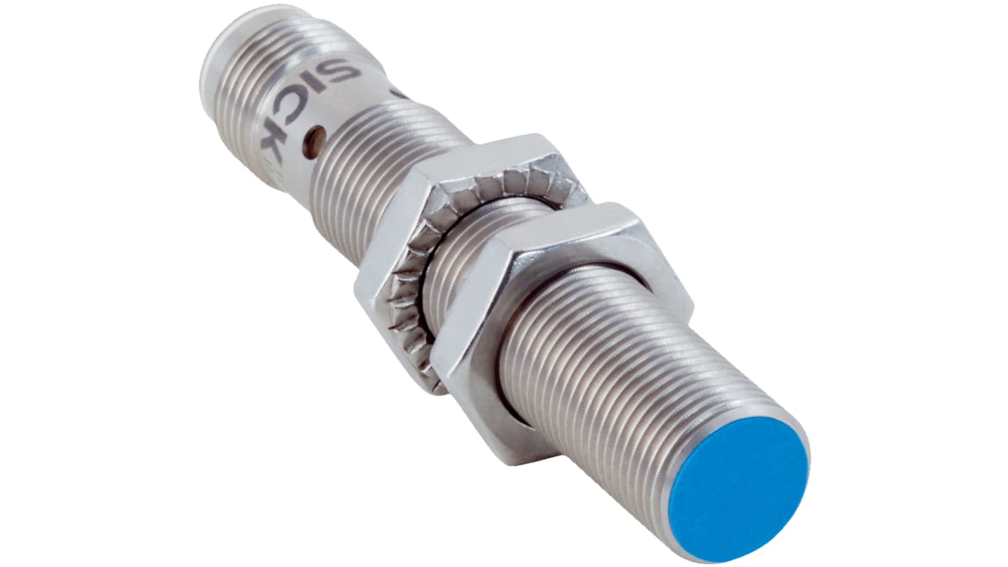 Sensor de proximidad Sick, M12 x 1, alcance 4 mm, salida PNP normalmente abierto, 10 → 30 V., IP68, IP69K