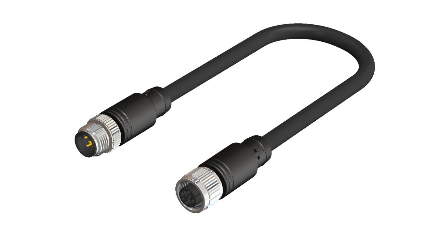 Cable de conexión RS PRO, con. A M12 Hembra, 5 polos, con. B M12 Macho, 5 polos, cod.: A, long. 2m, 60 V, 4 A, IP67