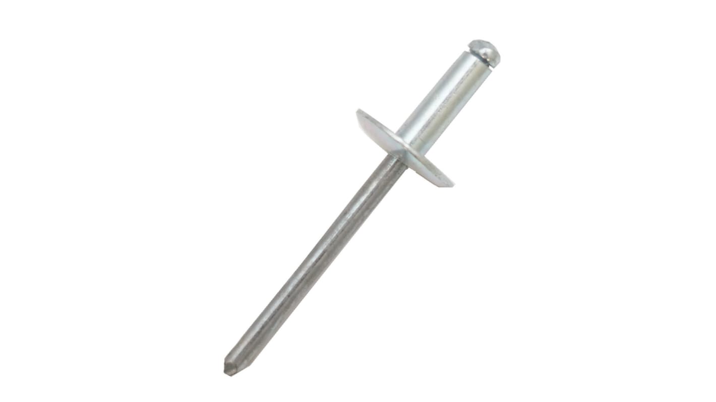 Remache ciego RS PRO de aluminio, Ø 4mm x 10mm, para espesor de 5mm → 6.5mm, color Gris