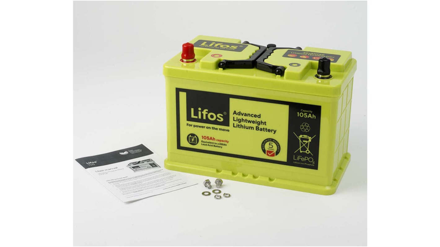 Batteria ricaricabile LiFOS, 12.8V, 105Ah, Fosfato di litio