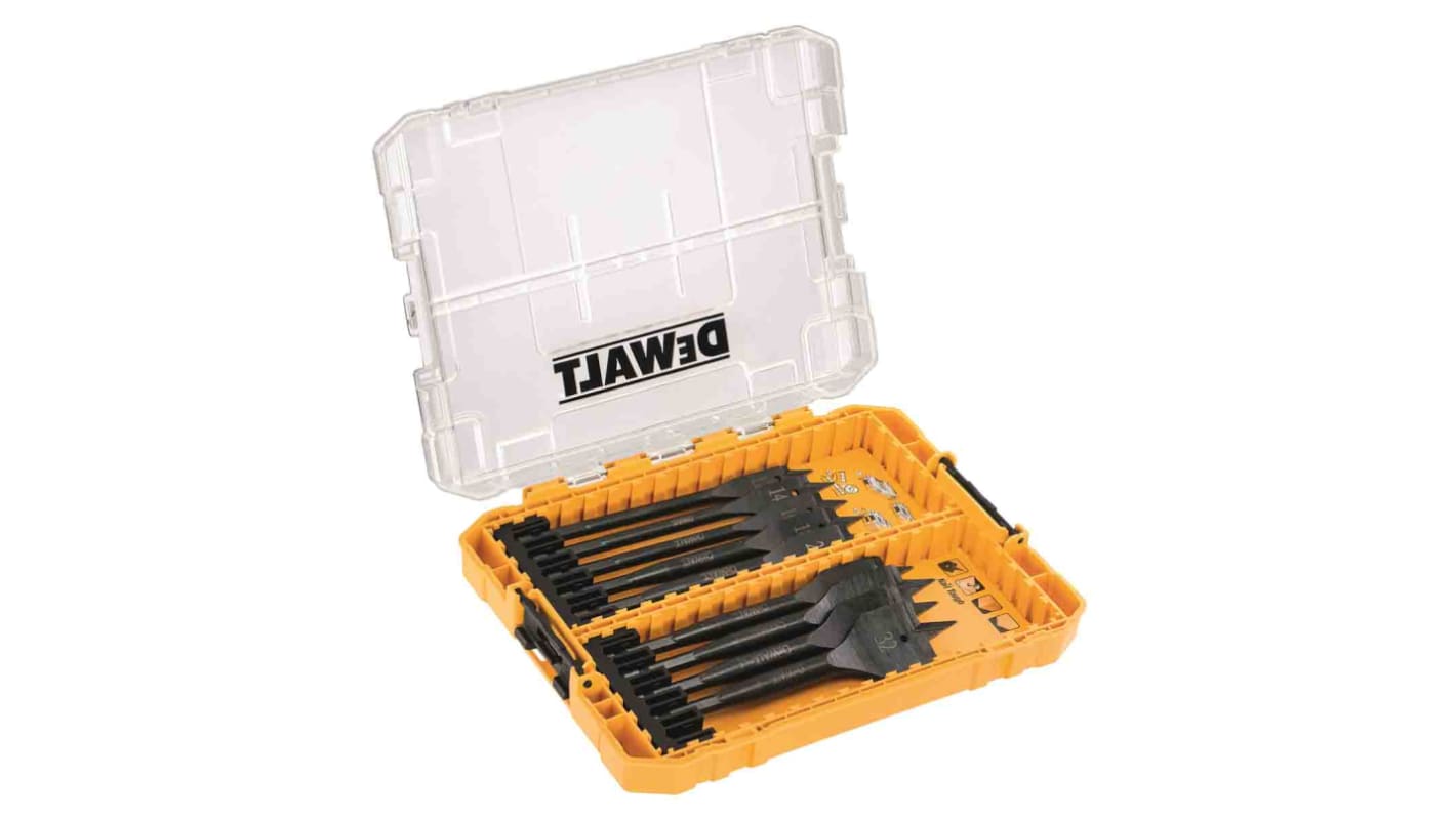 DeWALT 9-Piece Flat Wood Drill Bit Set for Wood, 32mm Max, 12mm Min, High Speed Steel Bits