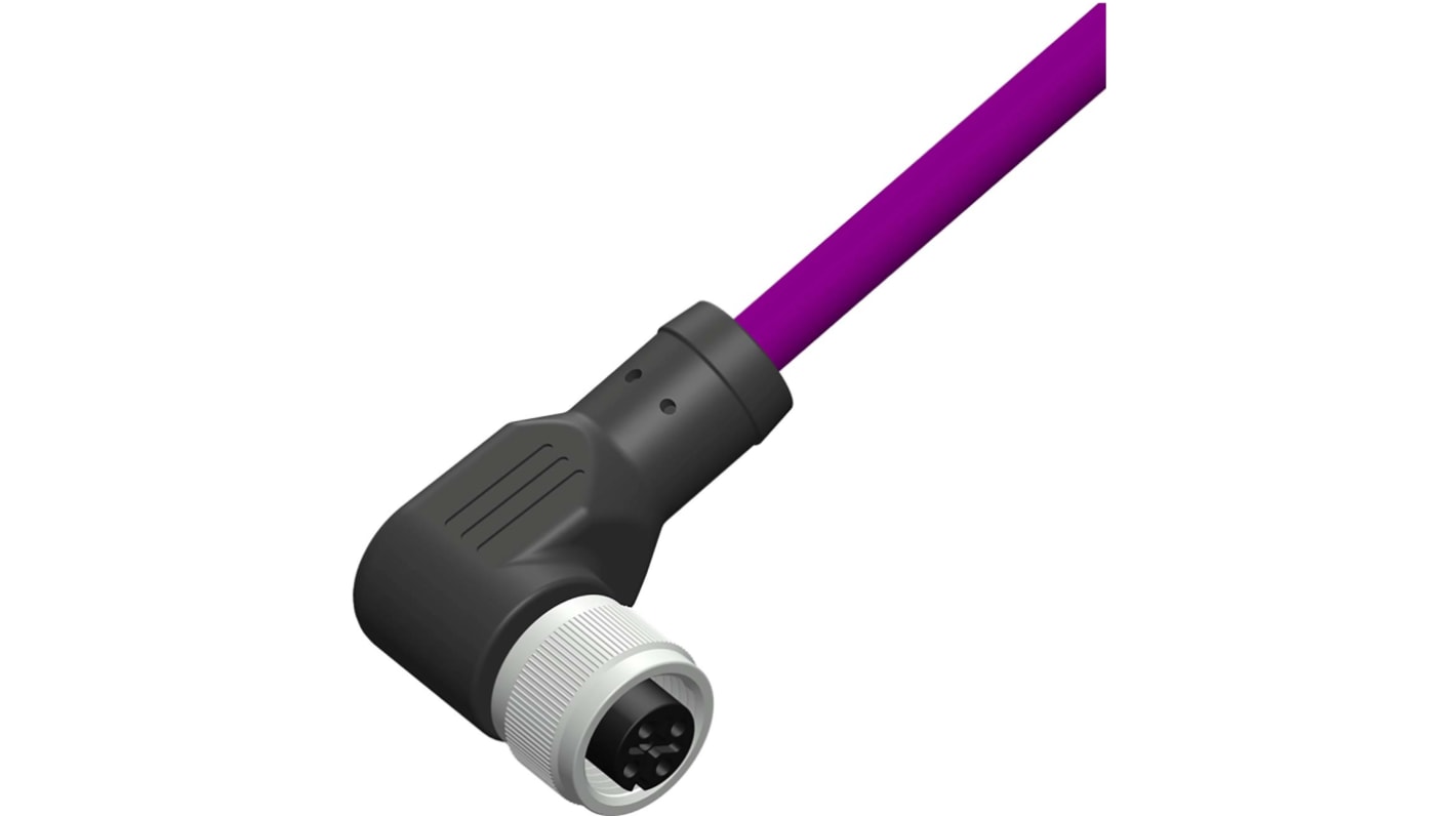 Cable de conexión RS PRO, con. A M12 Hembra, 5 polos, con. B Sin terminación Hembra, long. 2m, 60 V, 4 A, IP67