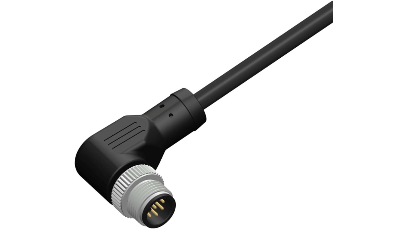 RS PRO Right Angle Male 8 way M12 to Right Angle Male Unterminated Sensor Actuator Cable, 10m