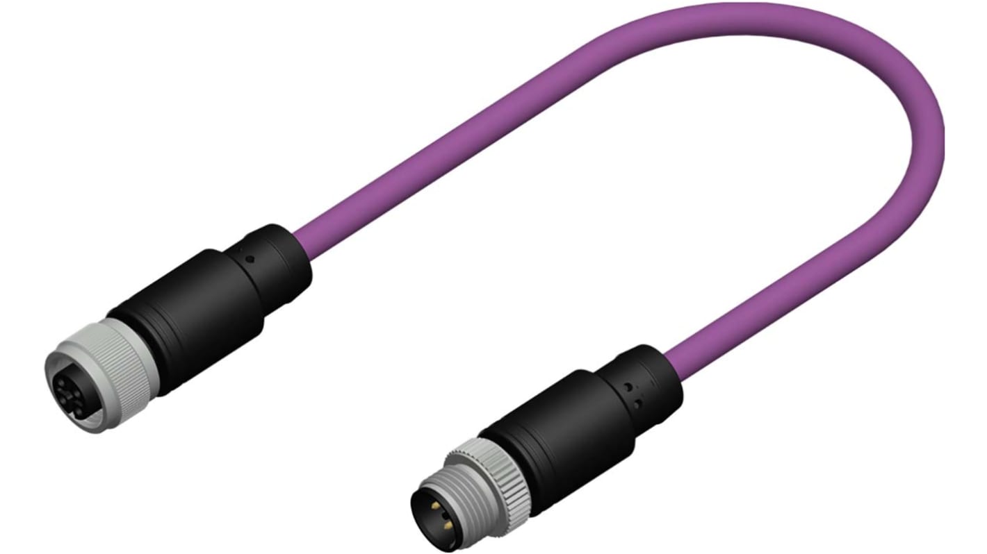 RS PRO Érzékelő-működtető kábel, M12 - M12, 5 - 5 érintkező, 60 V, 4 A, 2m