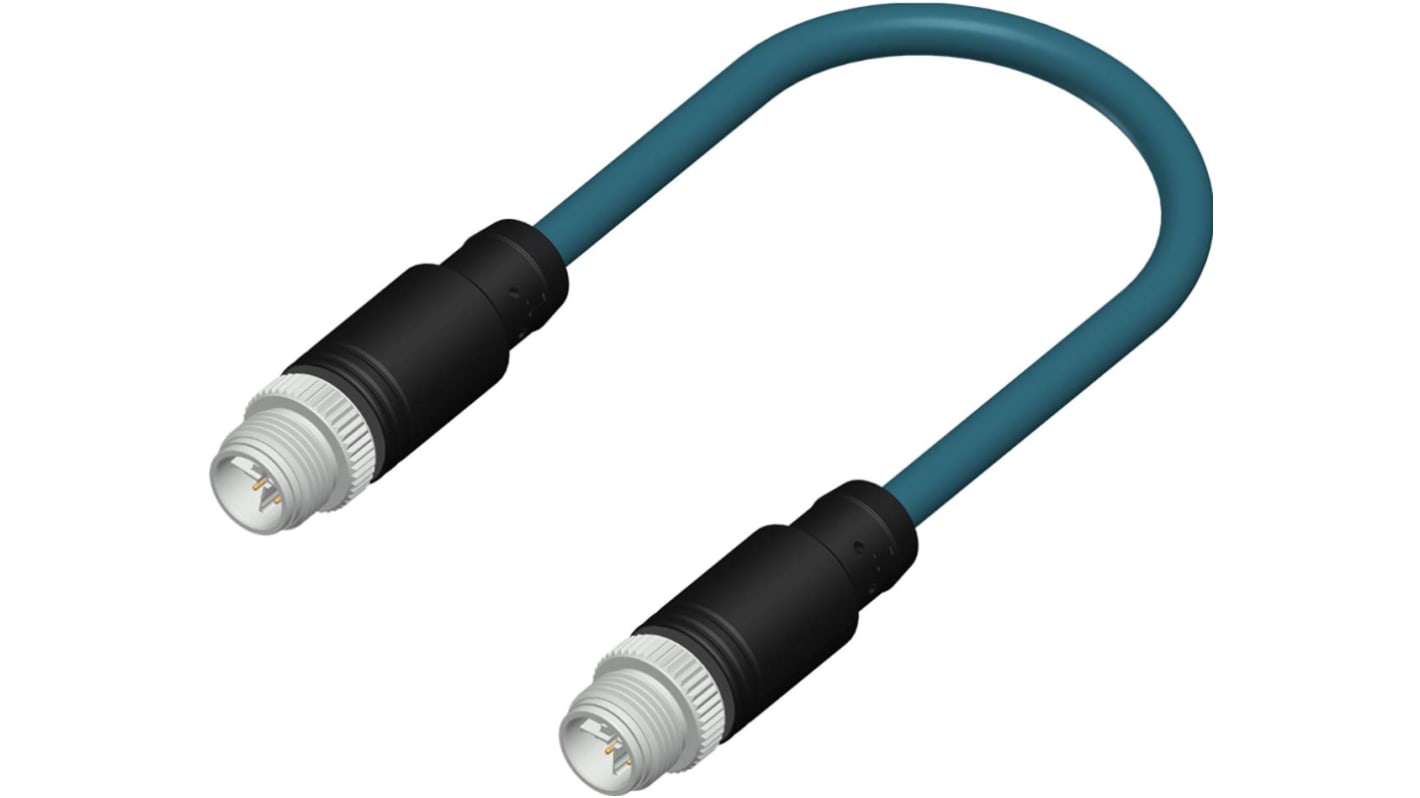 Cable de conexión RS PRO, con. A M12 Macho, 8 polos, con. B M12 Macho, cod.: X, long. 10m, 50 V ac, 60 V dc, 0,5 A,