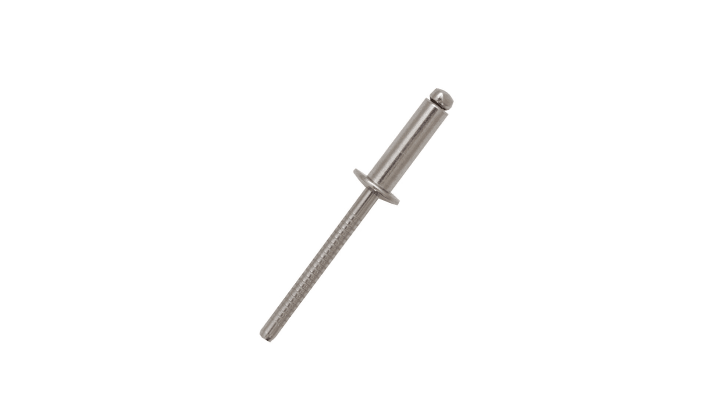 RS PRO Blind Niet, Ø 3.2mm x 8mm, Grau, Edelstahl, 3.3mm aus Edelstahl, min. 3mm, max. 5mm