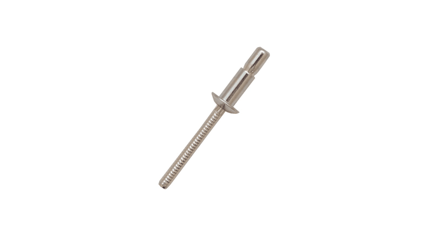 Remache ciego RS PRO de acero inox, Ø 4.8mm x 10.5mm, para espesor de 1.8mm → 6.9mm, color Gris