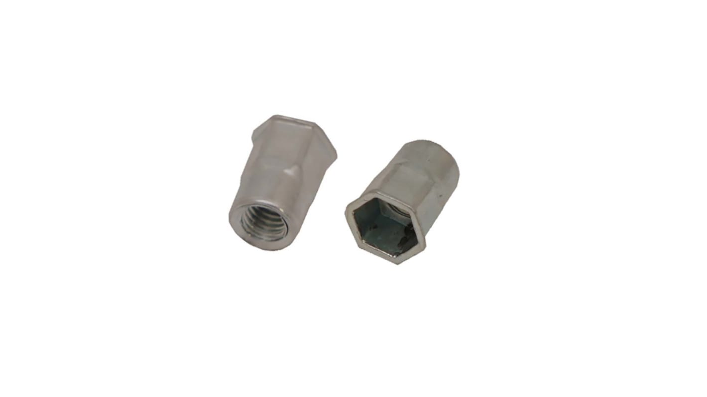 Remache ciego RS PRO de acero, Ø 5.9mm x 11mm, rosca M4, para espesor de 0.5mm → 2mm, color Gris