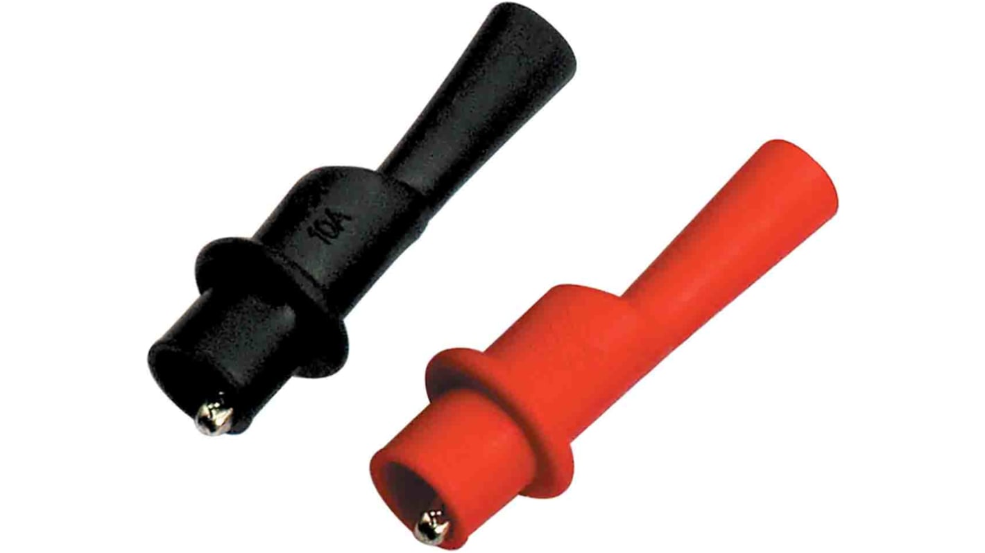 RS PRO Vernickelte 9mm Krokodilklemme, Schwarz, Rot PVC isoliert, 10A