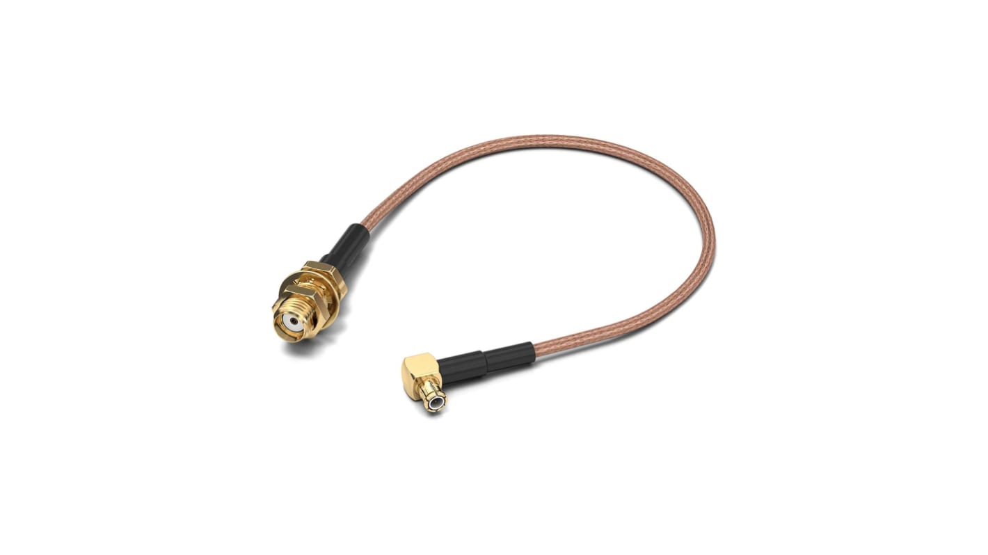 Cable coaxial RG178/U Wurth Elektronik, 50 Ω, con. A: SMA, Hembra, con. B: MCX, Macho, long. 152.4mm