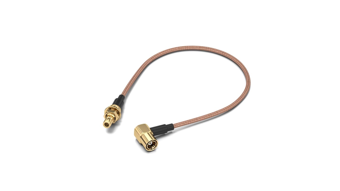 Wurth Elektronik WR-CXASY Series Male SMB to Female SMB Coaxial Cable, 152.4mm, RG178/U Coaxial, Terminated