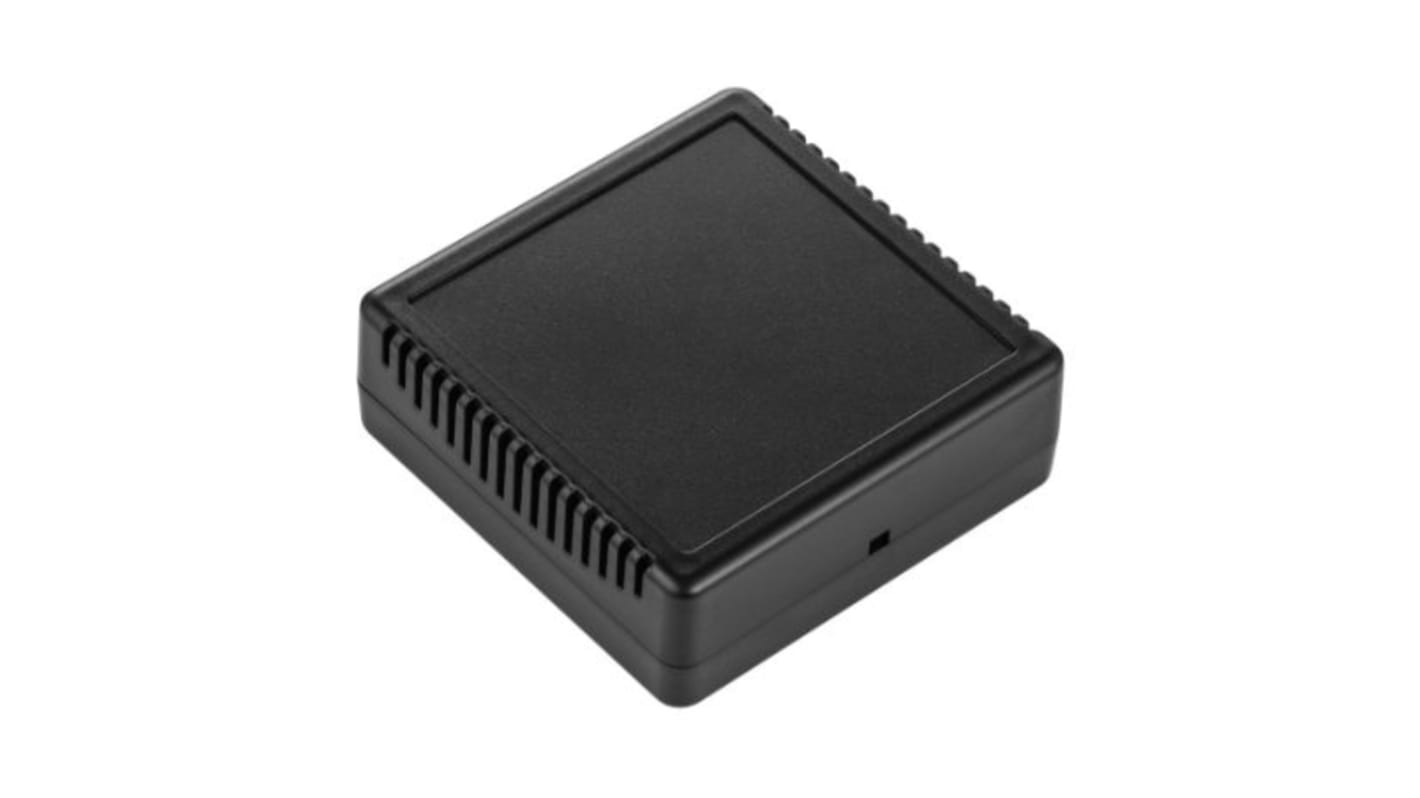 RS PRO Black ABS General Purpose Enclosure, IP20, IK06, Black Lid, 100 x 100 x 35.3mm