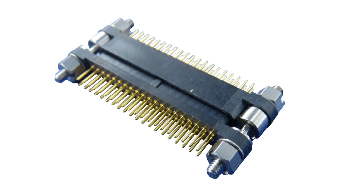 Conector macho para PCB Ángulo de 90° Amphenol Socapex serie MHDAS de 40 vías, 2 filas, paso 1.27mm