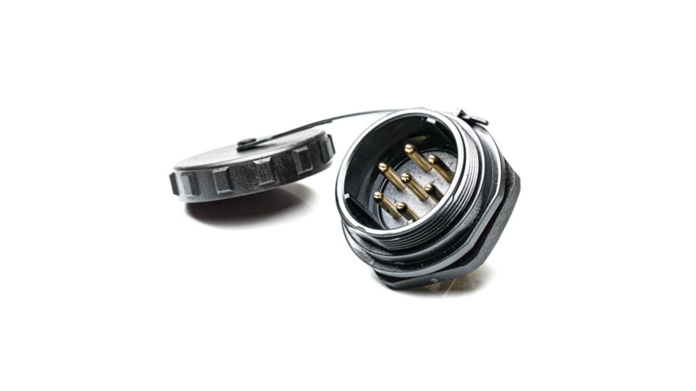 Conector circular RS PRO macho de 6 vías macho, Montaje en Panel, IP68