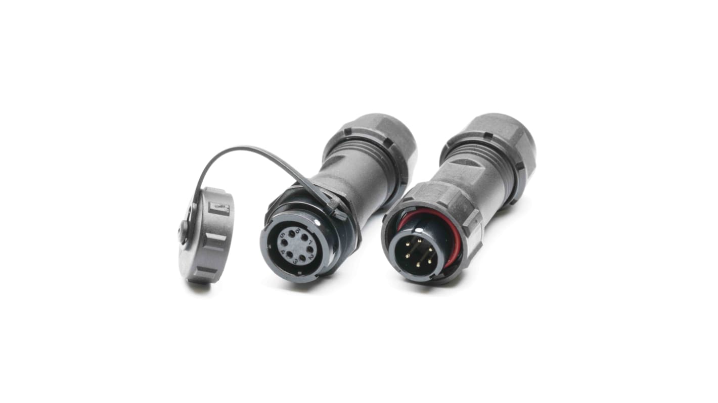 Conector circular RS PRO macho, hembra de 6 vías Hembra, Macho, montaje aéreo, IP67