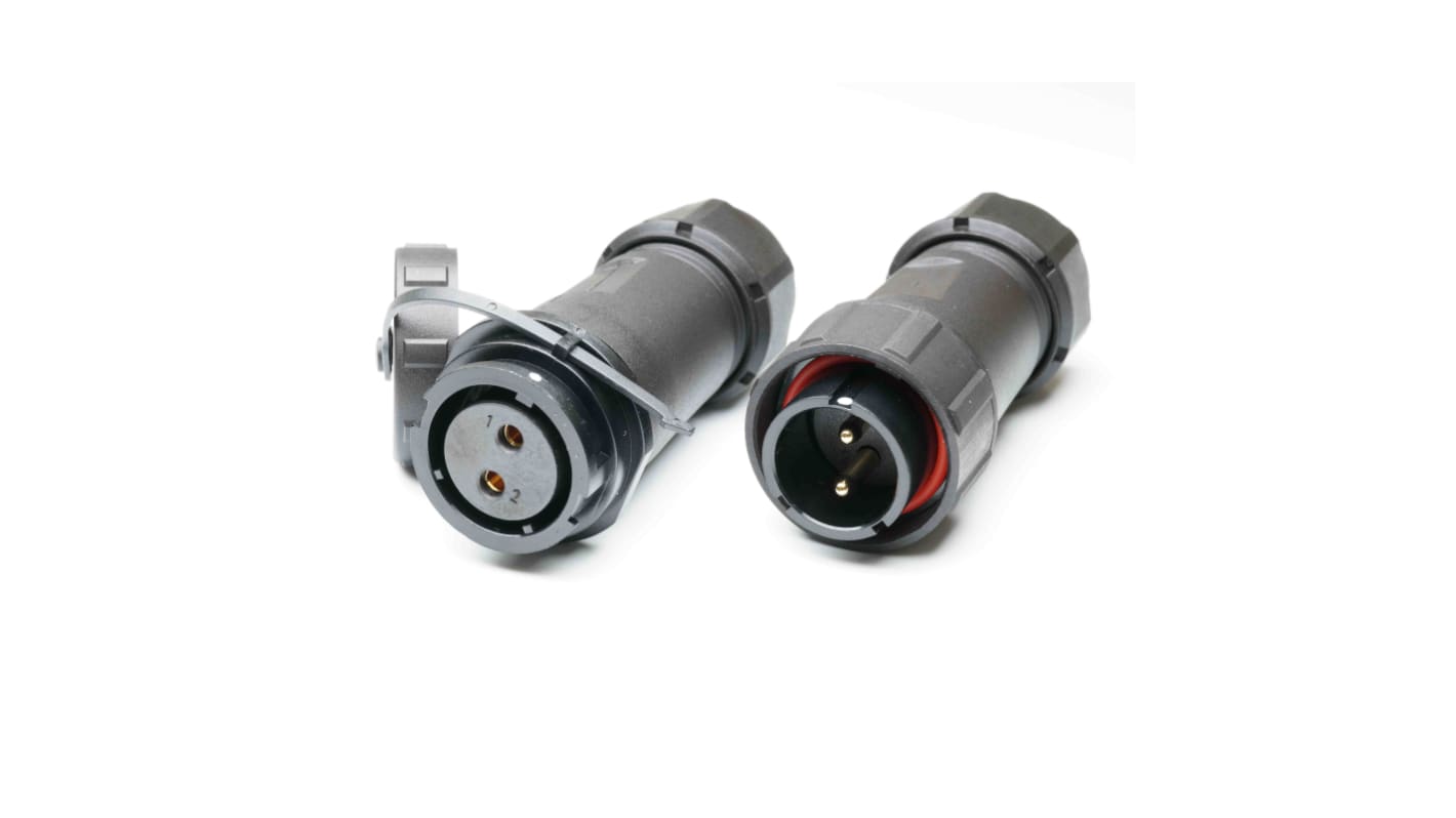 Conector circular RS PRO macho, hembra de 2 vías Hembra, Macho, montaje aéreo, IP67