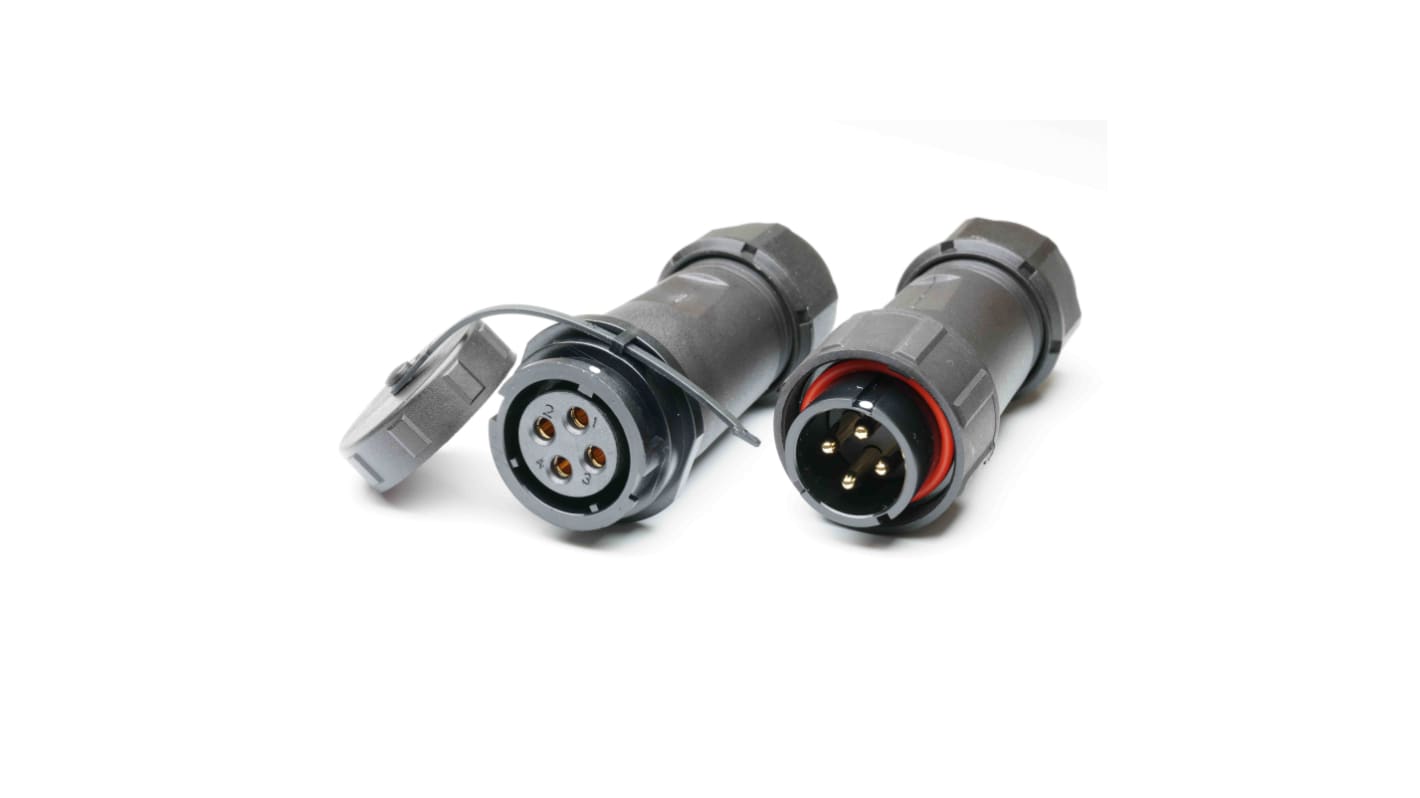 Conector circular RS PRO macho, hembra de 4 vías Hembra, Macho, montaje aéreo, IP67