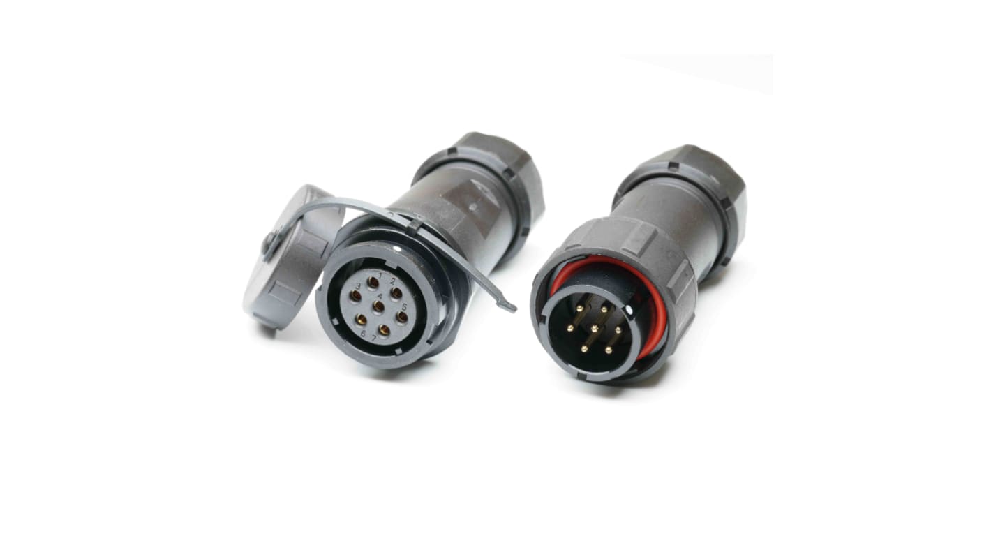 Conector circular RS PRO macho, hembra de 7 vías Hembra, Macho, montaje aéreo, IP67