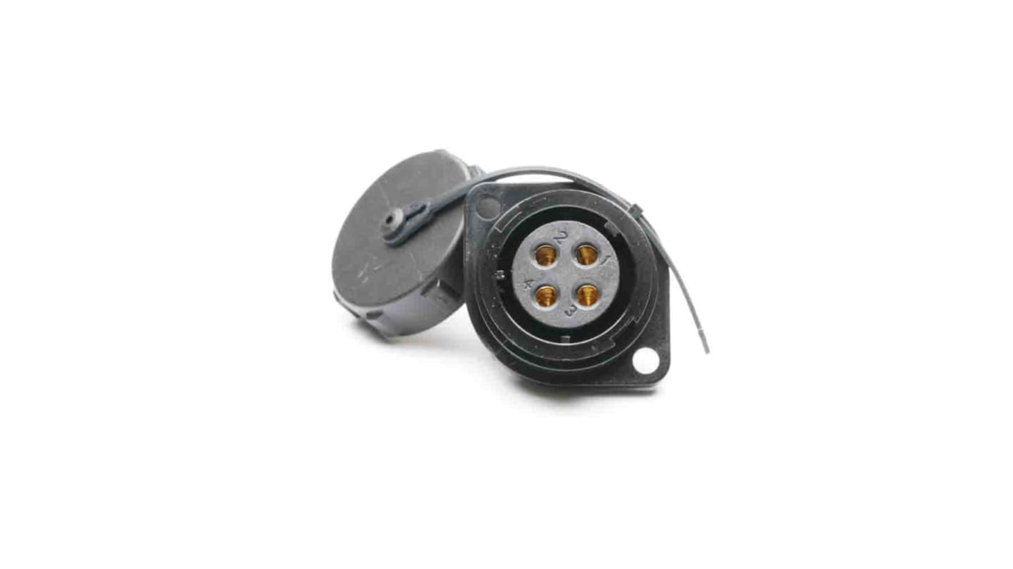 Conector circular RS PRO hembra de 4 vías hembra, Montaje de Reborde, IP67