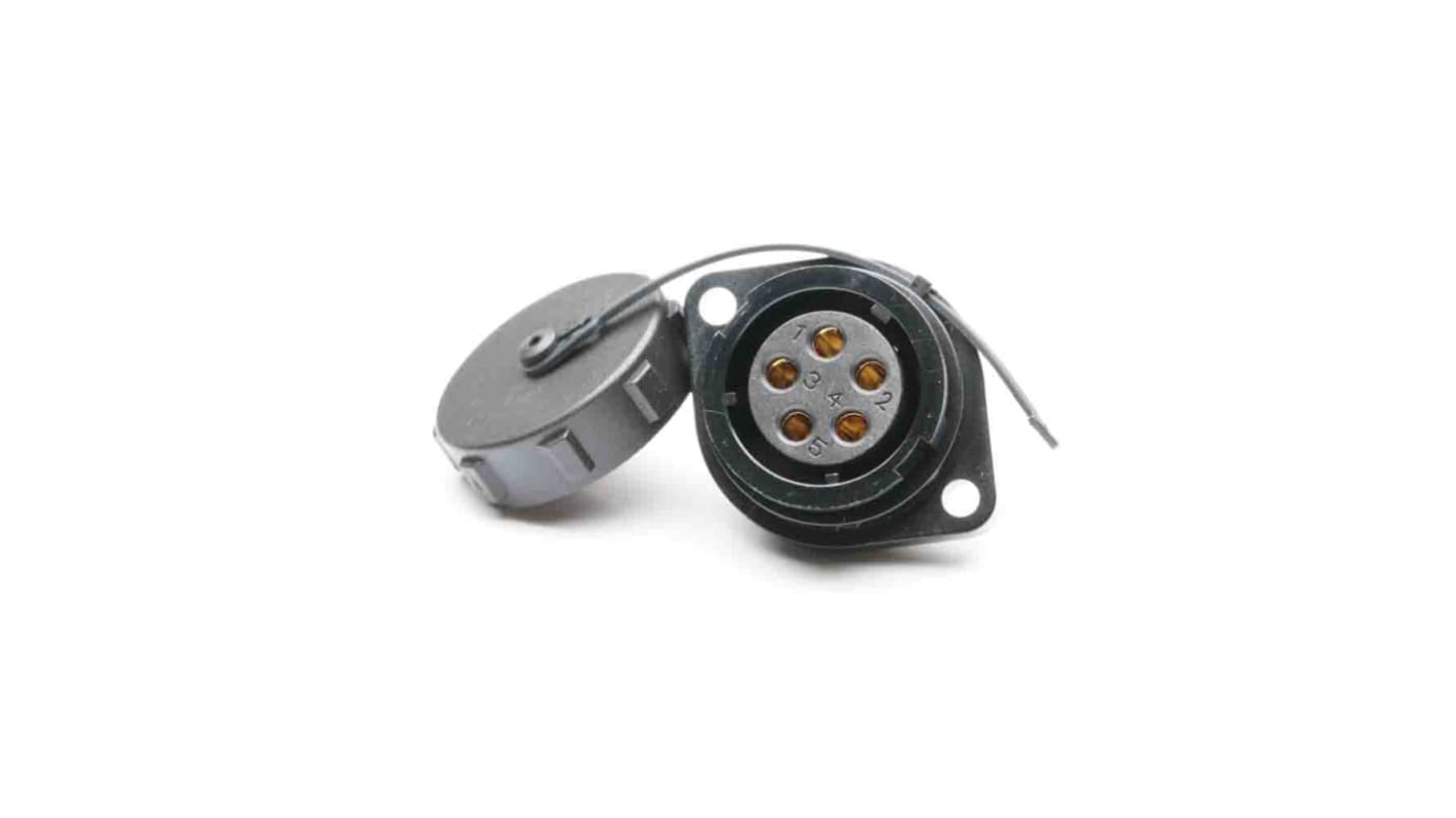 Conector circular RS PRO hembra de 5 vías hembra, Montaje de Reborde, IP67