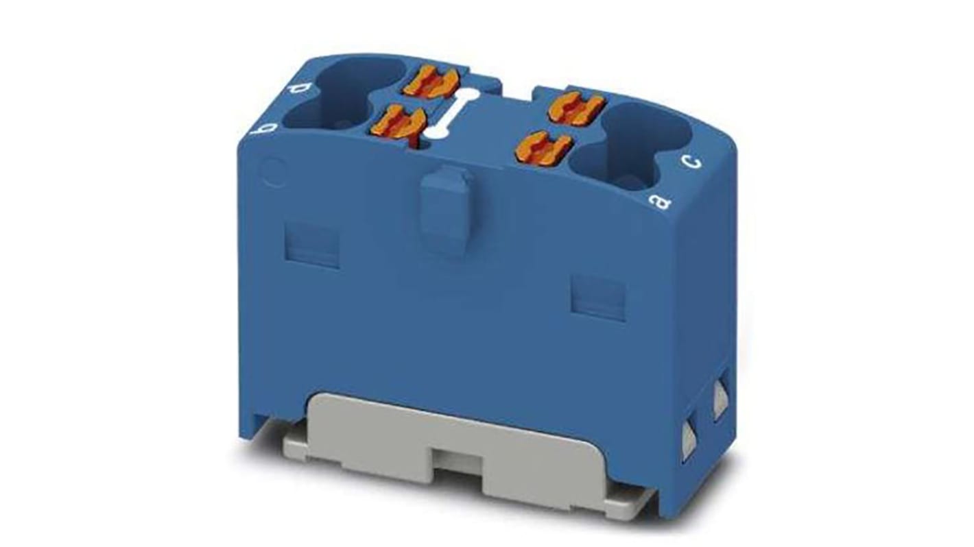 Phoenix Contact Distribution Block, 4 Way, 2.5mm², 17.5A, 450 V, Blue