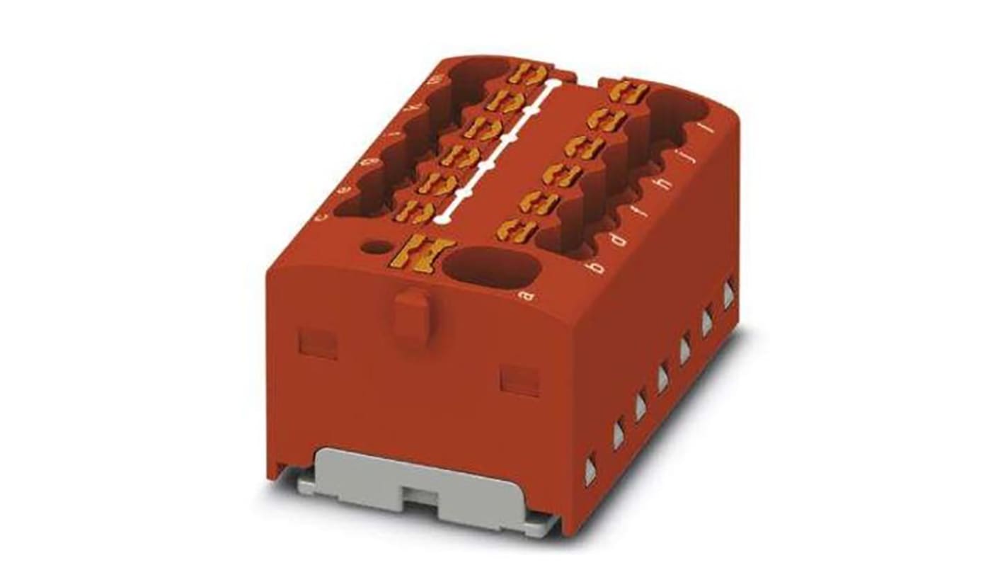 Phoenix Contact Distribution Block, 13 Way, 2.5mm², 17.5A, 450 V, Red