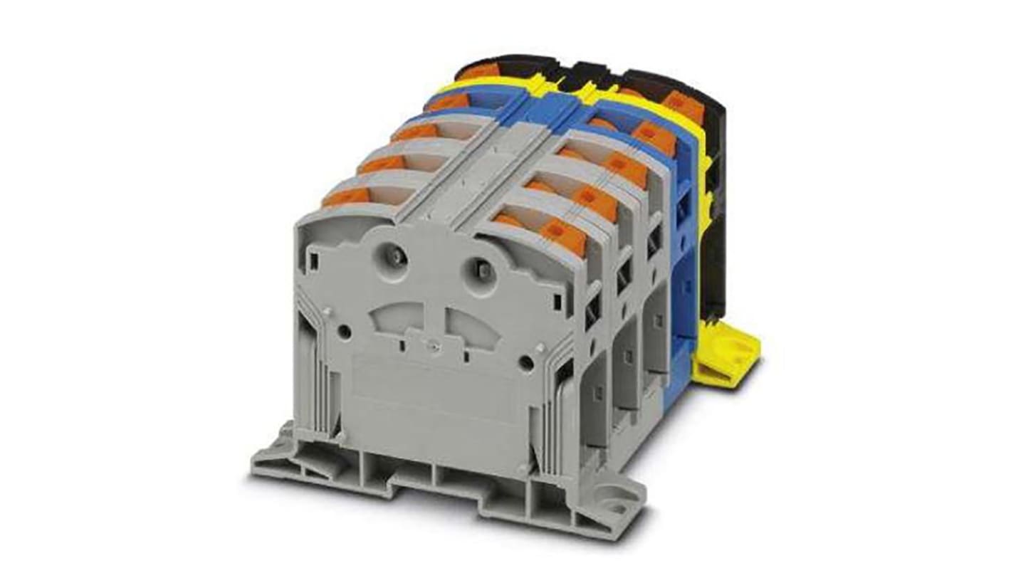 Phoenix Contact PTPOWER 185 Series Black, Blue, Grey, Yellow Component Terminal Block, 185mm², Push In Termination