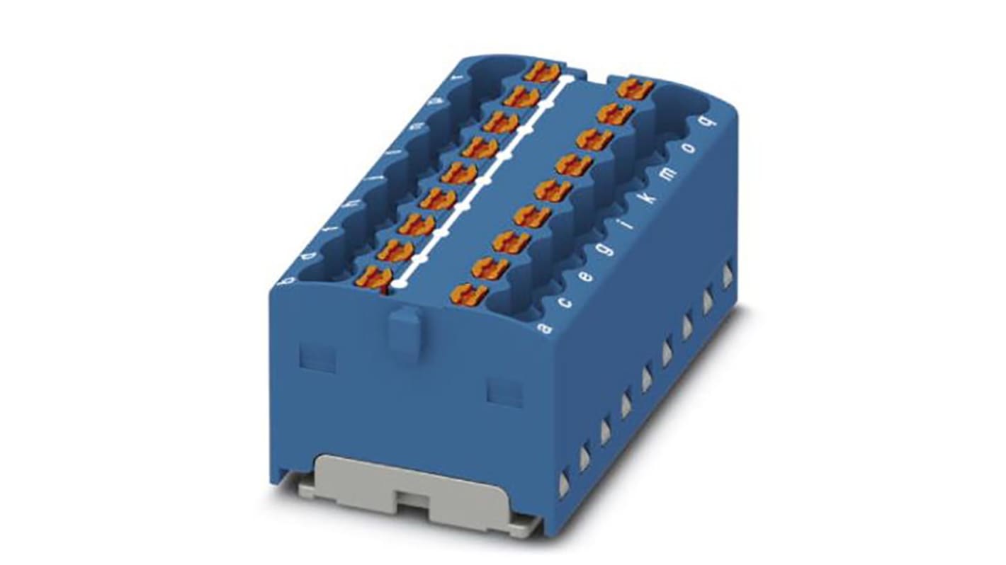 Phoenix Contact Distribution Block, 18 Way, 2.5mm², 17.5A, 450 V, Blue