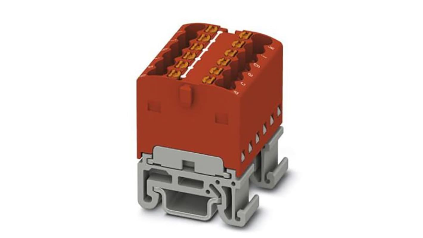 Phoenix Contact Distribution Block, 12 Way, 2.5mm², 17.5A, 500 V, Red