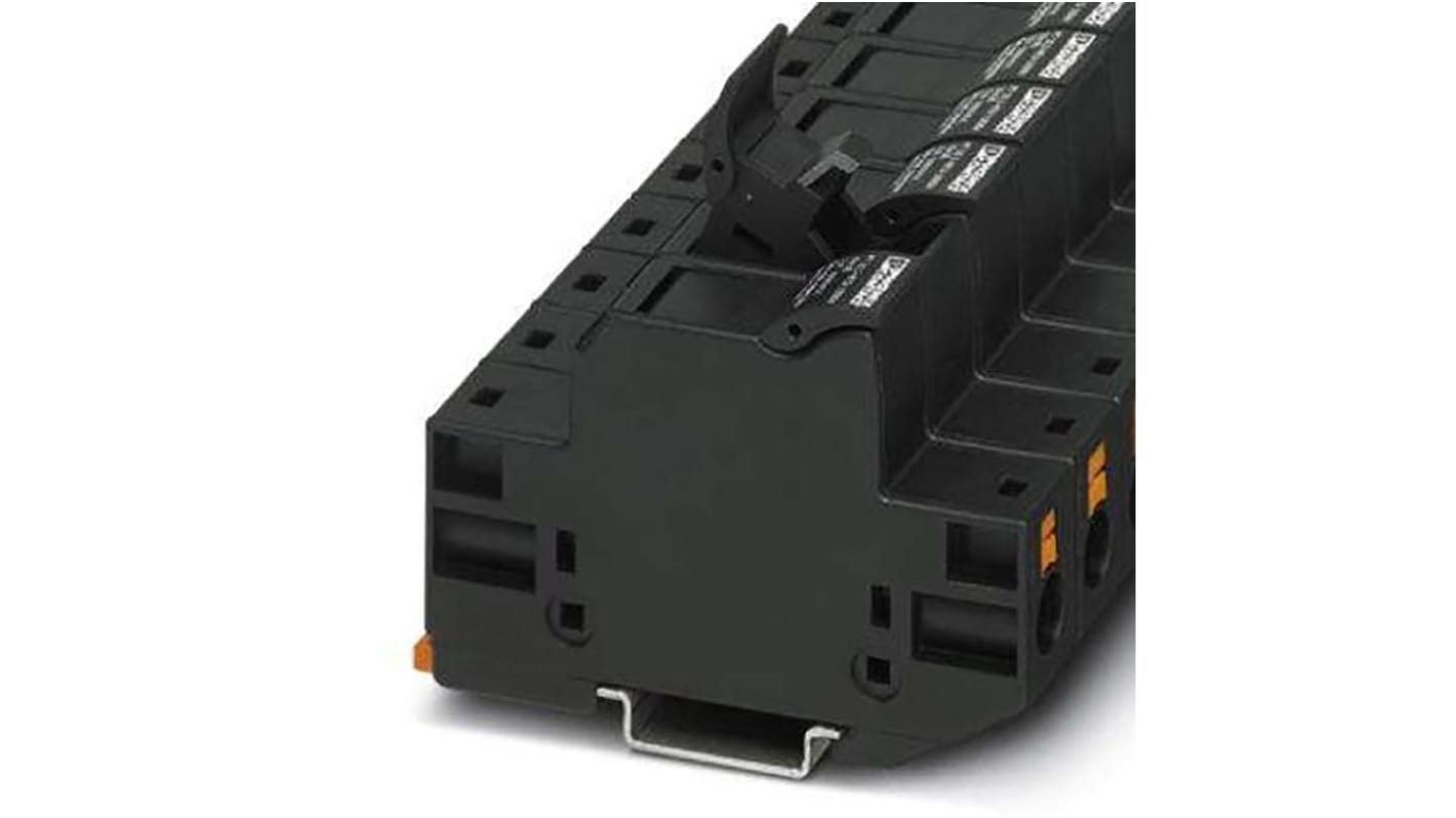 Phoenix Contact PT 10 Series Black Fused DIN Rail Terminal, 10mm², Single-Level, ATEX, IECEx