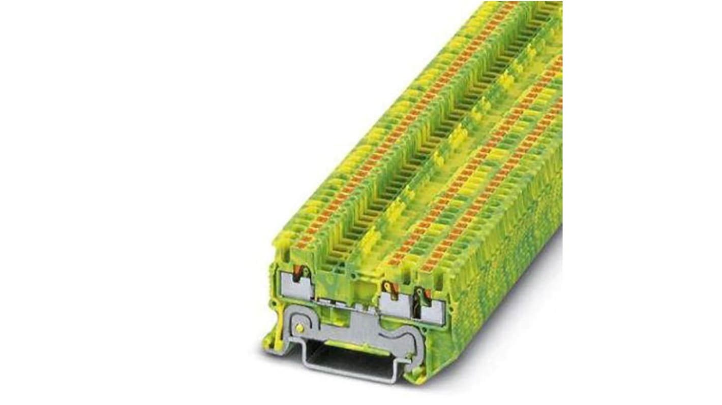 3208171 Phoenix Contact PT 1 Series Green, Yellow Component Terminal Block, 1.5mm², Push In