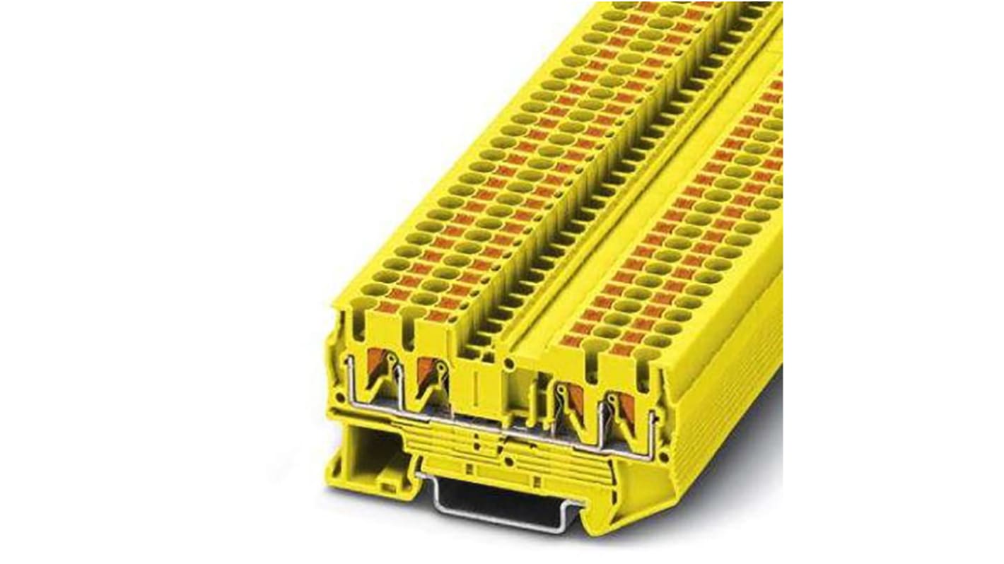 3209583 Phoenix Contact PT 2 Series Yellow Component Terminal Block, 4mm², Push In Termination