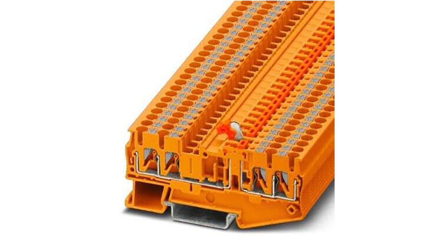 Phoenix Contact PT 2 Series Orange Component Terminal Block, 4mm², Push In Termination