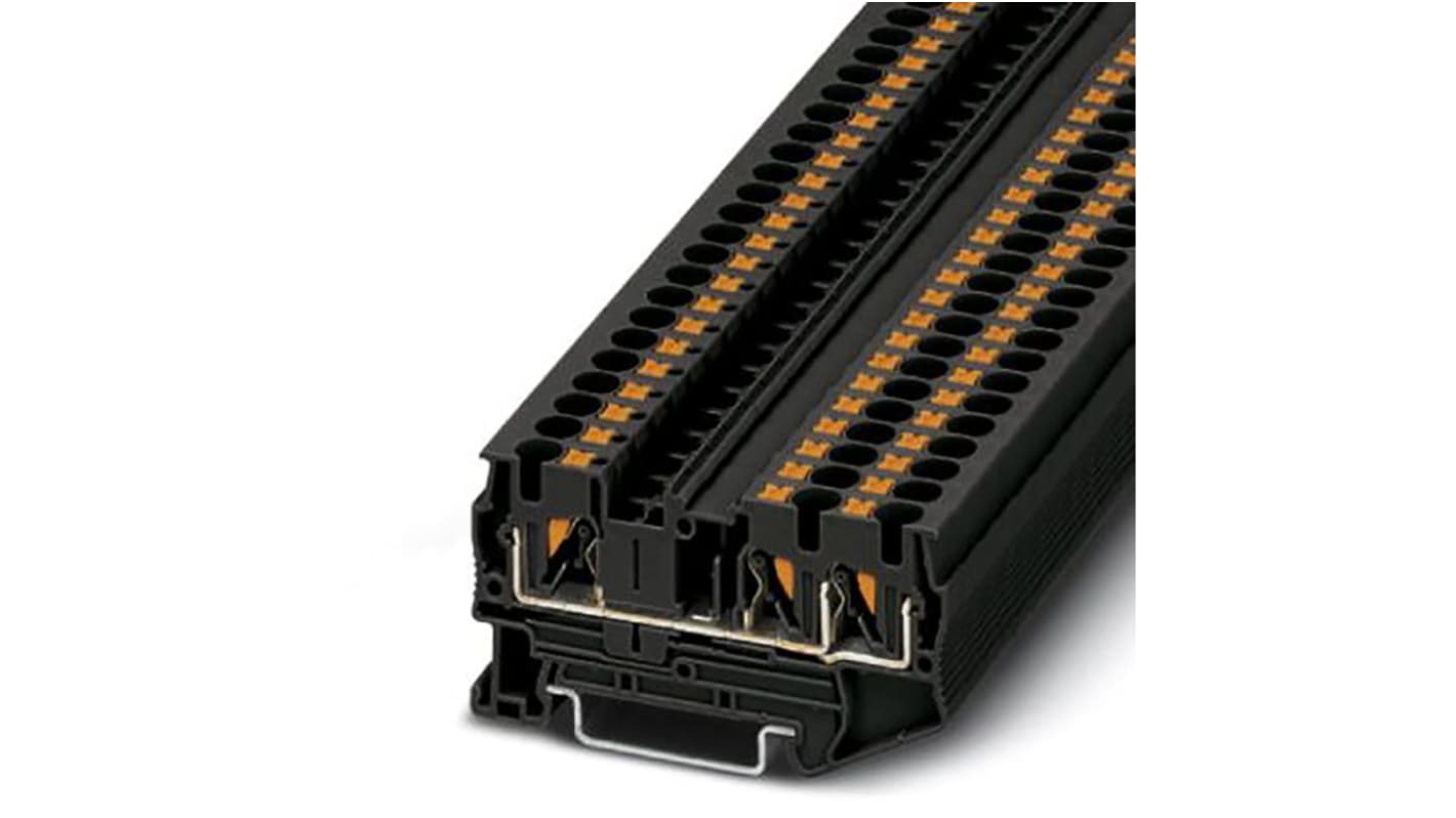 Phoenix Contact PT 4 Series Black Component Terminal Block, 6mm², Push In Termination, ATEX, IECEx