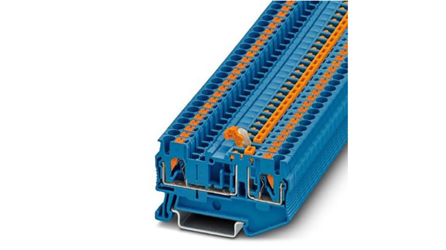 Phoenix Contact PT 4 OG Series Blue Component Terminal Block, 4mm², Push In Termination