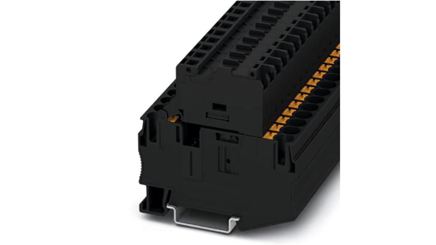 Phoenix Contact PT 6 Series Black Fused DIN Rail Terminal, 10mm², Single-Level