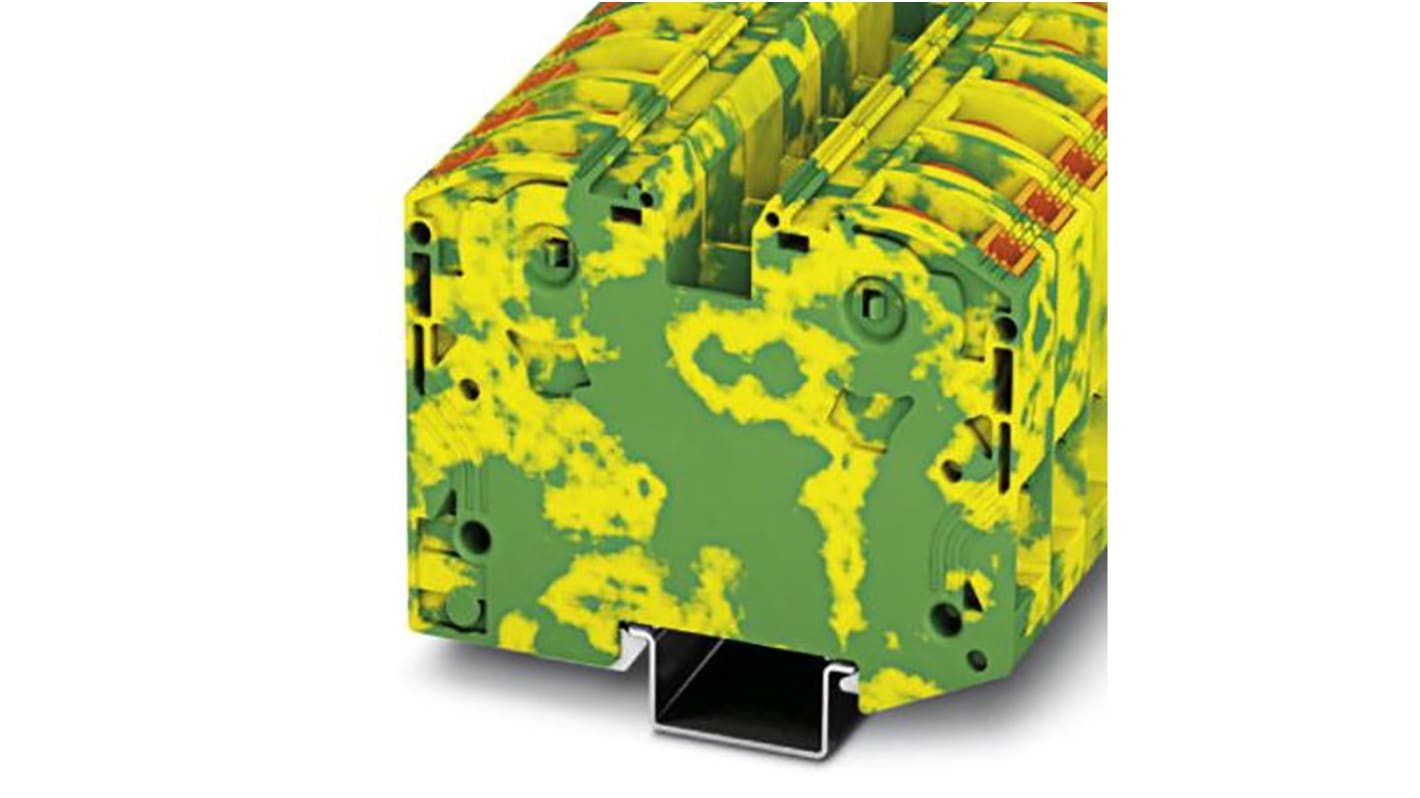 Phoenix Contact PTPOWER 35 Series Green, Yellow Component Terminal Block, 35mm², Push In Termination