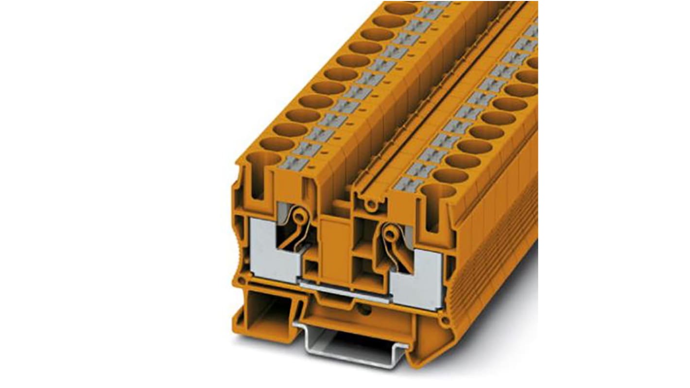 3212124 Phoenix Contact PT 10 OG Series Orange Component Terminal Block, 16mm², Push In