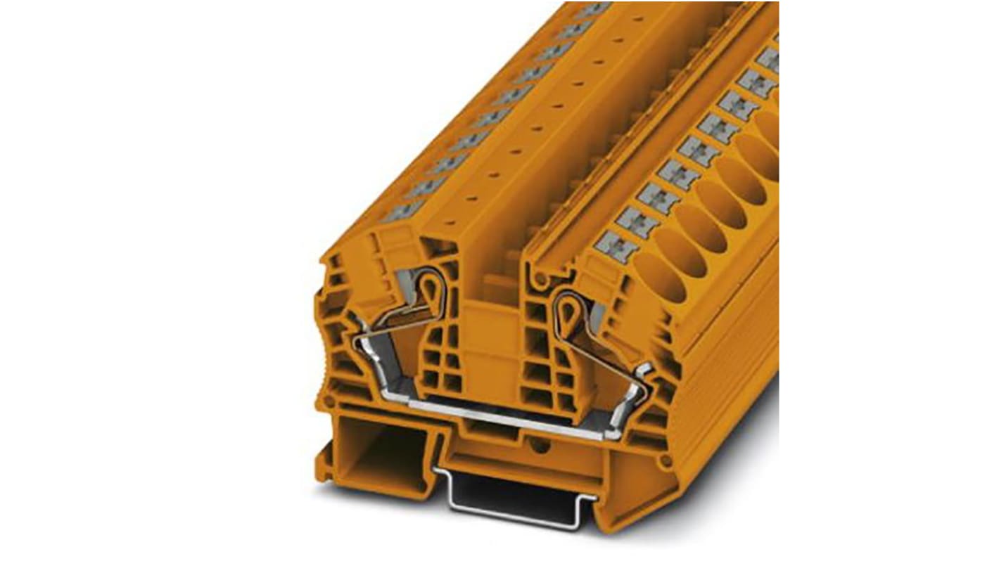 Phoenix Contact PT 16 N OG Series Orange Component Terminal Block, 25mm², Push In Termination, ATEX, IECEx